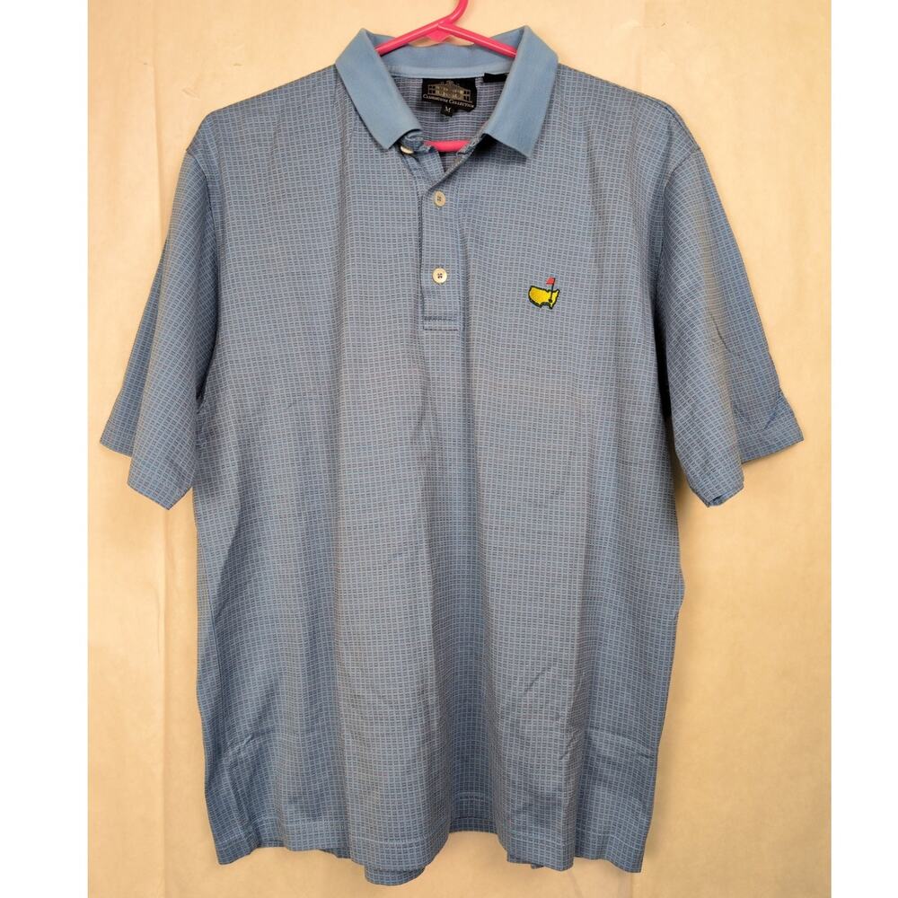 Clubhouse Collection Masters blue polo shirt Size Med Golf Resort Preppy
